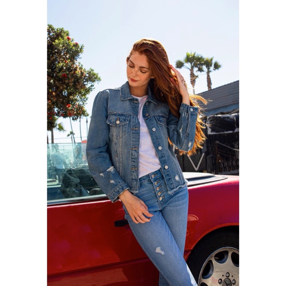 Vervet /New  NIGHT RIDER • POCKETED DISTRESSED DENIM JACKET - Picture 8 of 16